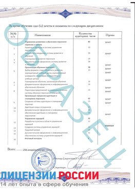 Образец приложение к диплому (страница 2) Березовский Профессиональная переподготовка сотрудников 